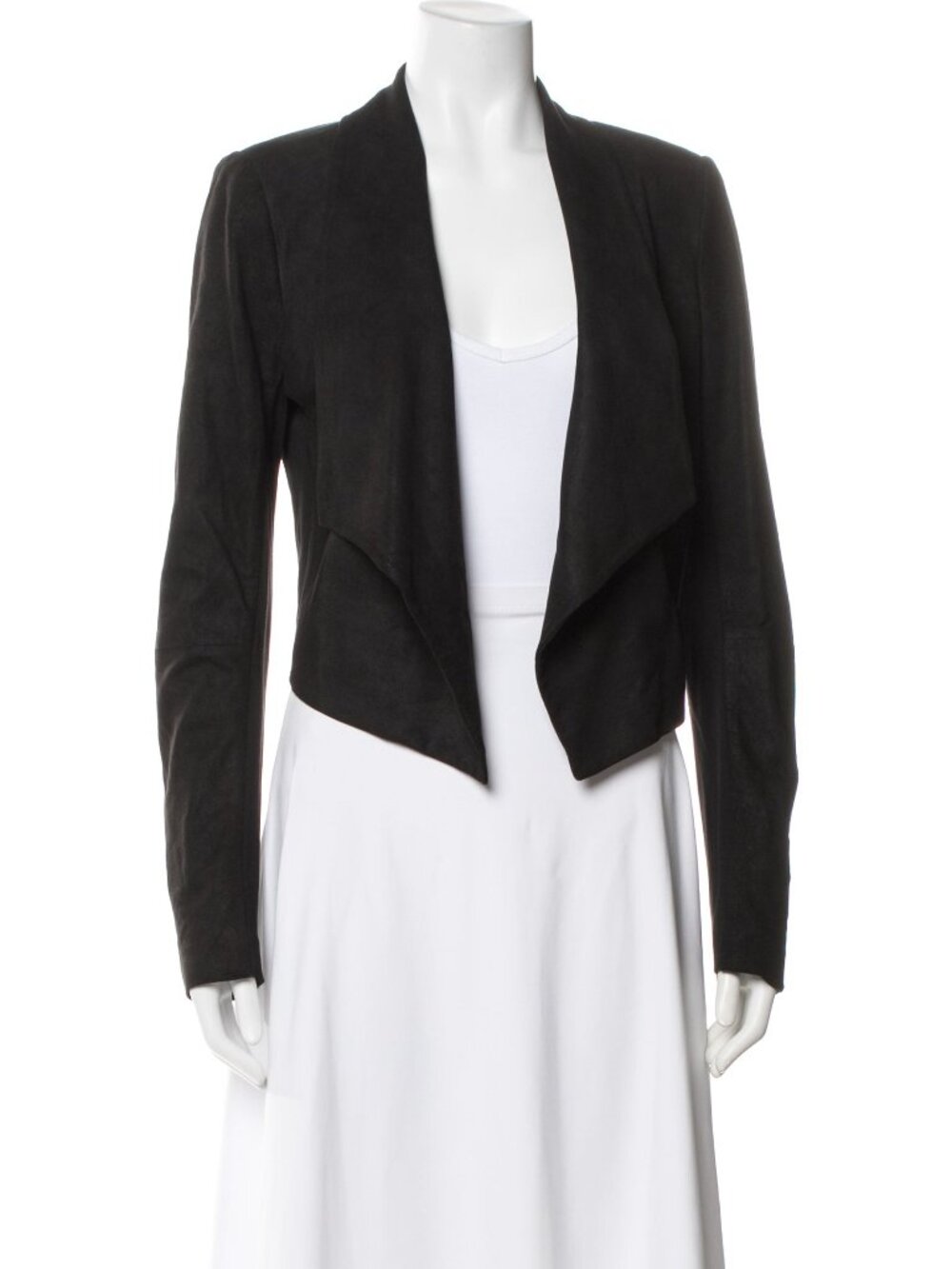 Alice and Olivia women's black goat leather suede draped jacket in size small